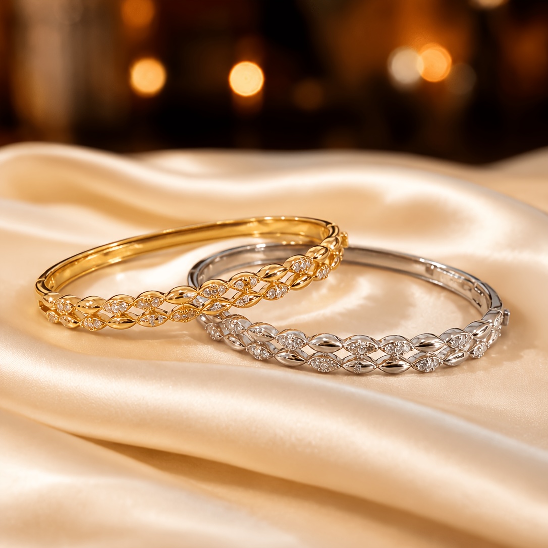 Golden & Silvery Two-tone Wheat Ear Link Bracelet